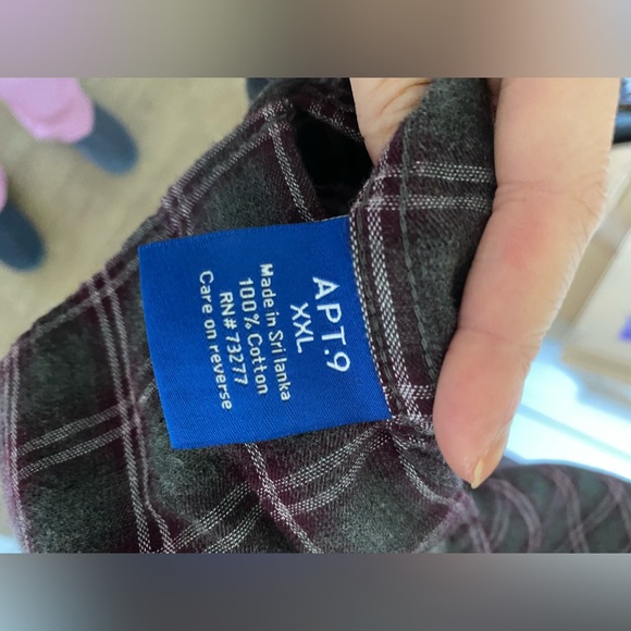 APT. 9 XXL Flannel grey red and white striped - Picture 4 of 5